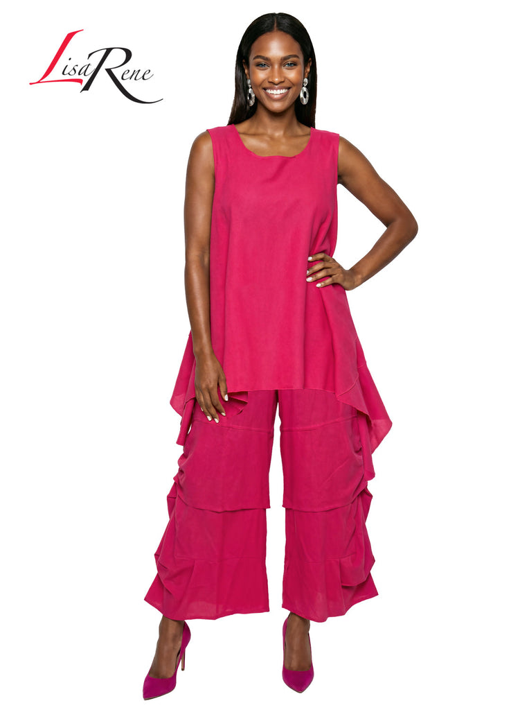 Lisa Rene' , 2Pc. Tunic & Pant Set, Linen/Viscose Fabric