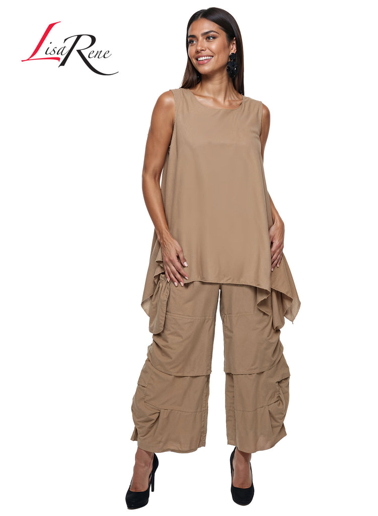 Lisa Rene' , 2Pc. Tunic & Pant Set, Linen/Viscose Fabric