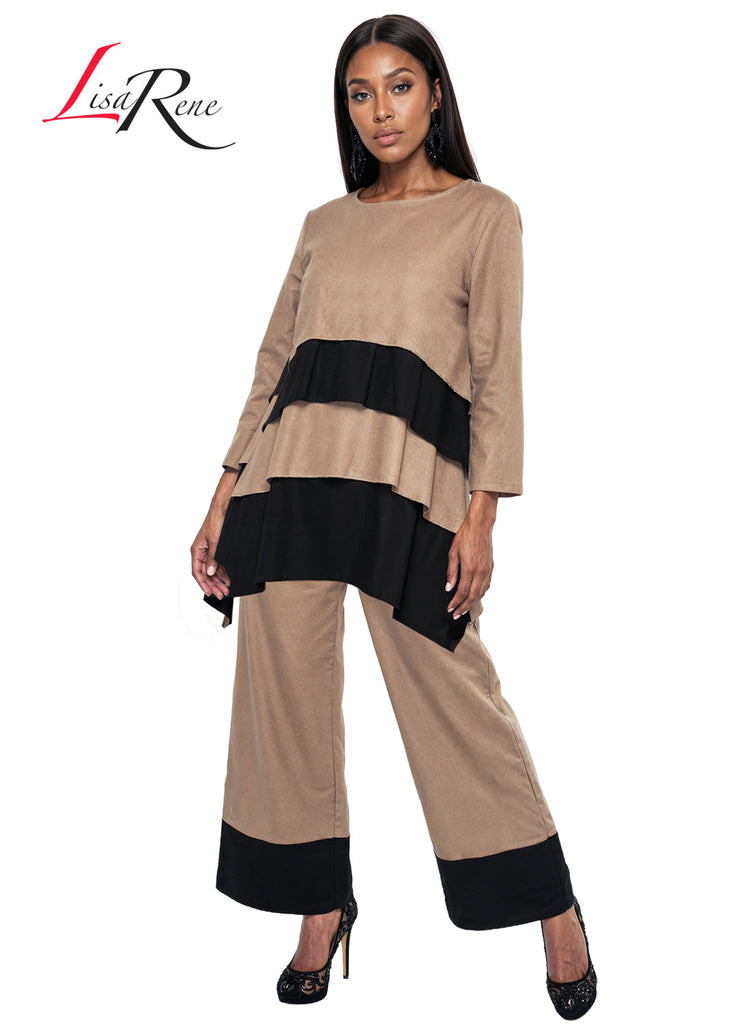 Lisa Rene' , 2Pc. Tunic & Pant Set, Linen/Viscose Fabric