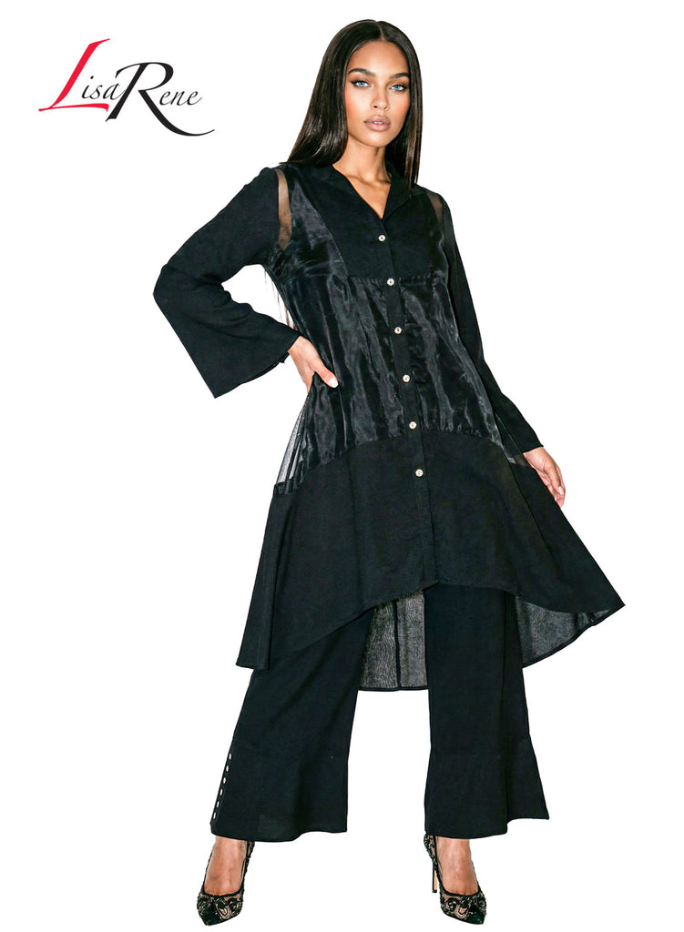 Lisa Rene' , 3Pc. Jacket, Cami & Pant Set, Linen/Viscose & Organza Fabrics