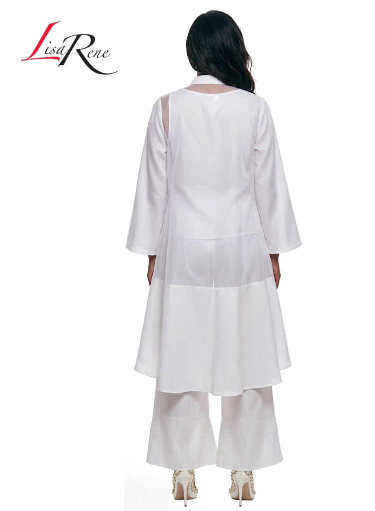 Lisa Rene' , 3Pc. Jacket, Cami & Pant Set, Linen/Viscose & Organza Fabrics. Style 3393